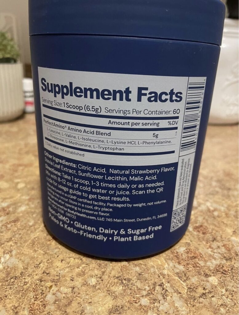 perfect amino bottle ingredient facts